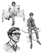 Concept sketches of Arthur Hastings.