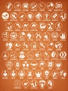 All skill tree icons. Drawn by Sarah Hamilton.
