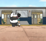 Amanda hugging Panda