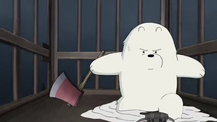 Ice Bear using his axe to free himself from the cage.