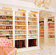 Tiffany's shoe section in her closet