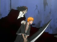 Ichigo zangetsu.jpg (13 KB) Ichigo with the spirit of Zangetsu while wielding his zanpakutō in its shikai form.