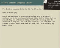 Clive's Office Anonymous Letter