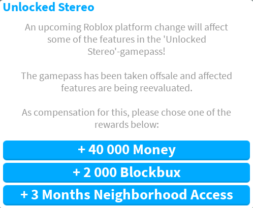 The Bloxburg Times on X: Refunds to the Unlocked Stereo Gamepass