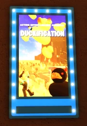 The poster for the film, inside the theater.