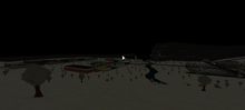 Bloxburg during the Winter season (full view at nighttime)