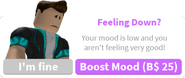 The pop-up GUI that appears when a player's mood is really low.