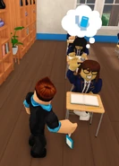 Giving a student a bathroom pass.