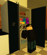 A player interacting with this fridge