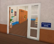 Room 206, "TEACHER", where the Teacher Job is located.
