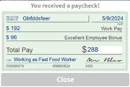 A work paycheck (New)