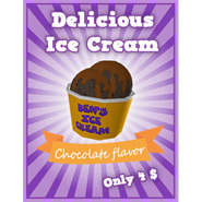 A poster displaying Ben's Chocolate Ice Cream.