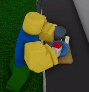 A player mixing the ingredients.