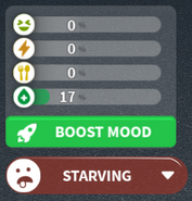The current in-game moods menu with low moods