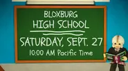 The banner for the Bloxburg School event page revealing the release date.