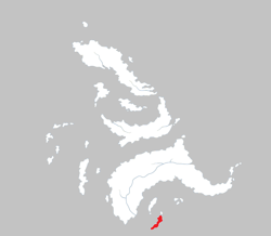 De Zomereilanden met in het rood de ligging van het eiland Doquu.