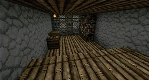 A sub-par interior; poor use of space, no rafters, poor block usage
(from an old build)