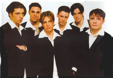 Members of boy band, Westlife (left to right) Nicky Byrne, Mark