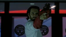 Hector fires at the Delos Security Team