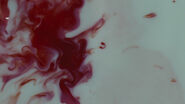 White liquid mixing with blood ("The Riddle of the Sphinx")