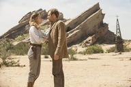 Dolores and William at the site of Escalante with the buried church in the background