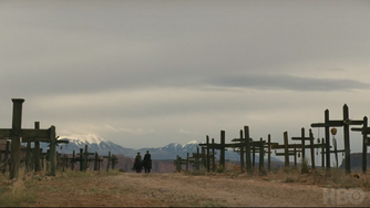 Field of crosses road