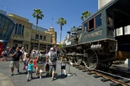 The locomotive dressed as The Constitution used to be on display at the gate of the Hollywood Studios at Disney California Adventure for the movie premiere that occurred on June 22, 2013.