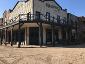 Behind the Scenes: Main Street flm set, with newer location of the Mariposa Saloon