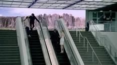 Escalators that guests take to dressing suites