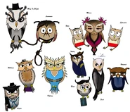 Season 1 Characters as Owls by reddit user secretshout