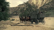 An armoured carriage (with a Browning M1917), seen on a road in Westworld ("Dissonance Theory")