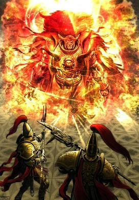 Magnus używający swej potęgi by ostrzec ojca