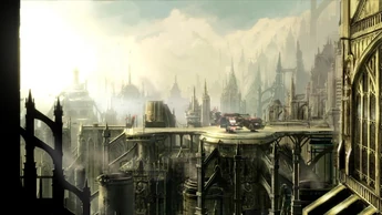 Thunderhawk Kruków w iglicach miasta-ula Meridianu