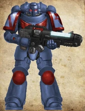 Dragons Sanguine Hellblaster.png (1.1 MB) Primaris Intercessor of the Chapter wearing Mark 10 Power Armor.