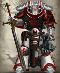 Red Crusaders Preceptor-Sergeant Alixandre Roquefort of the 2nd Company, 7th Battleline Squad.