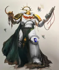 Dawn Guardians Captain holding a grisly trophy.