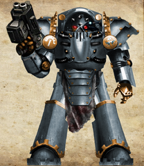 Sons of Rapture Veteran Marine of the Chapter's elite 1st Clan Company (Clan Muirin) arrayed in relic Tartaros pattern Terminator Armour (unknown pattern).