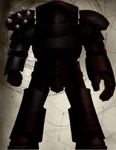 Knight Veteran Isaac of the then unnamed 1st Order of the Knights Angelicus - Note: He is a survivor of the battle of Victis V where the entirety of the 1st Orders armor became covered in ash and soot. This caused the enemy troops to name them "The Stygian Knights" after their almost fully black armor which the first order would then go on and make their name. This is also why Isaac lacks any identifaction markings because they were more or less blown off