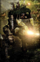 A Sentinel walker from a Heavy Reconnaissance Regiment makes contact with enemy forces