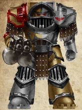 An Iron Knights Veteran Assault Terminator of the 3rd Chapter, 8th Assault Echelon arrayed in formidable Cataphractii pattern Terminator Armour.