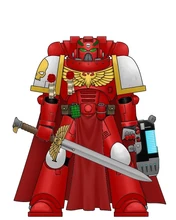 Captain Amycus of the Second Company with his power sword and plasma pistol