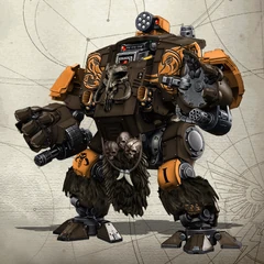 Jaxor "the Ironbite" Dhorgol, Mastodons Chapter Champion as Redemptor Dreadnought