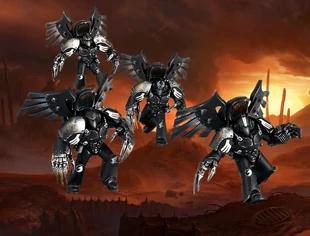 A Dark Fury Close Assault Squad patrolling for any signs of the enemy.