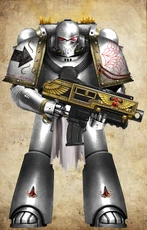 Firstborn Blissful Angels Saint-Brother equipped with a Iazefia Pattern Bolter