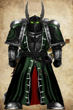 A Seekers of Penitence Constable (Sergeant) in the livery of the fabled member of the Mist-Knights Order (2nd Company). Note: Dark green tabard denotes this battle-brother has been inducted into the mysteries of the Inner Circle.