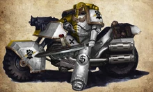 Sons of Zeus Battle-Brother of the 12th Company, Wrath of Zeus Attack Bike squad, assigned to a fast-attack role (Code Name: Speed Force or The Wave).