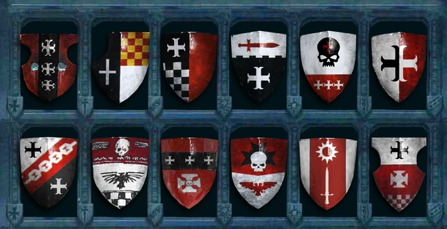 Example Crusade Seals that decorate the battle-plate of the Templars Moline.