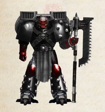 An Iron Crows Revenant in Mk V power armor, equipped with a heavy chain axe.