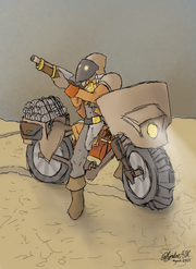 Image of a Tezarda IV Roadrunner on bike hauling promethium cargo