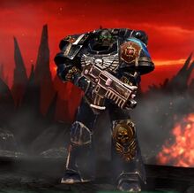 Lunar Guard Space Marine equipped in Relic Armour.